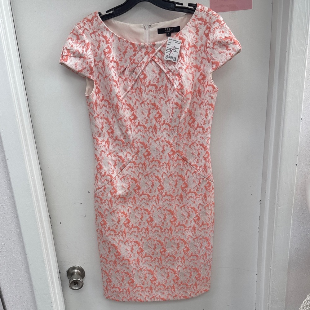 Alex Marie Pink and White Mini Dress Size 8